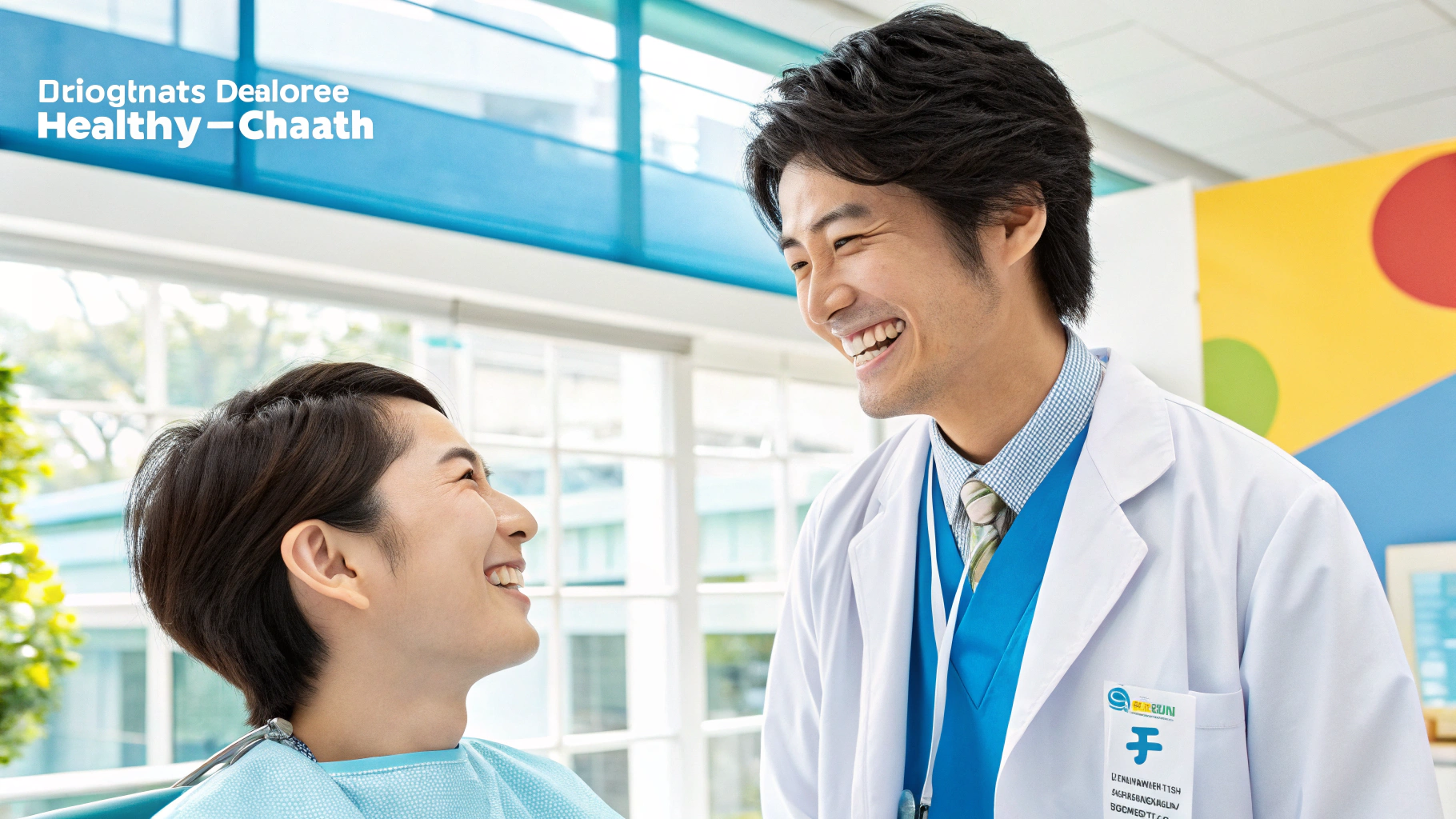 笑顔の医師と患者が向き合う